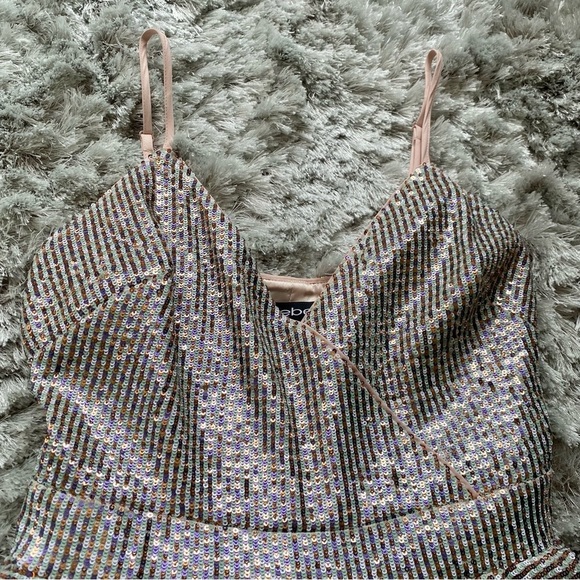 Bebe NWT Gorgeous, Sparkle Fit & Flare Dress Size 4 - Picture 6 of 11